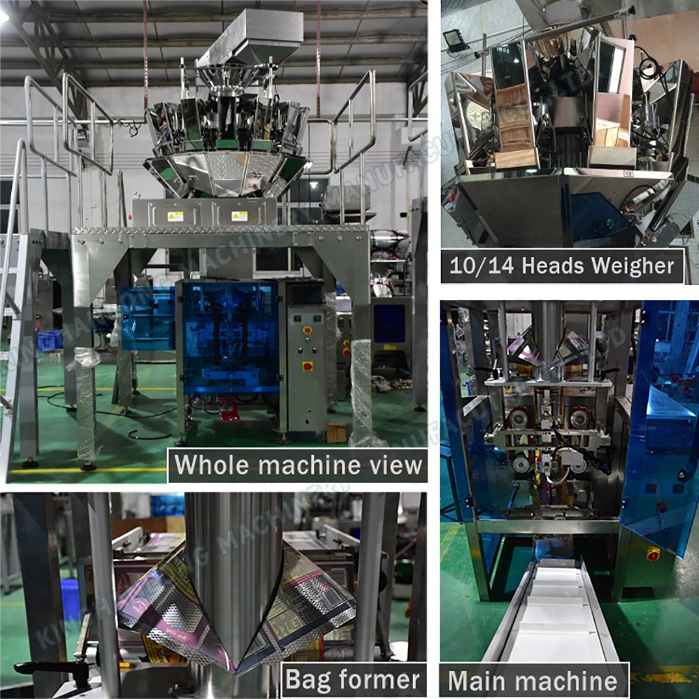 Automatic Vertical Food/Snack/Beans/ Grain/Rice/Nuts/Peanut/Sugar/Beans/Salt /Granule /Coffee/Tea/Popcorn Filling Multihead Weigher Packing Packaging Machine